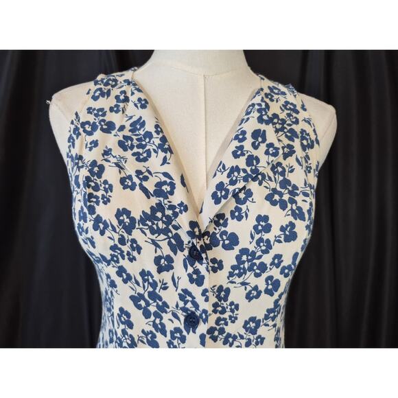 Reformation Rilynn Button Front Tie Back Sundress Blue Floral US 6 New - Picture 5 of 14